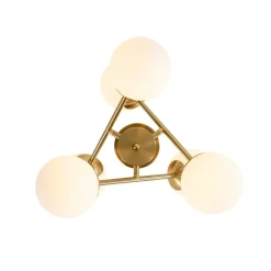 Adjustable Opal Glass Globe Brass Sputnik Semi Flush Mount