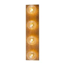 Amber Textured Glass Linear Wooden Semi Flush Mount / Wall Light