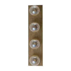Amber Textured Glass Linear Wooden Semi Flush Mount / Wall Light