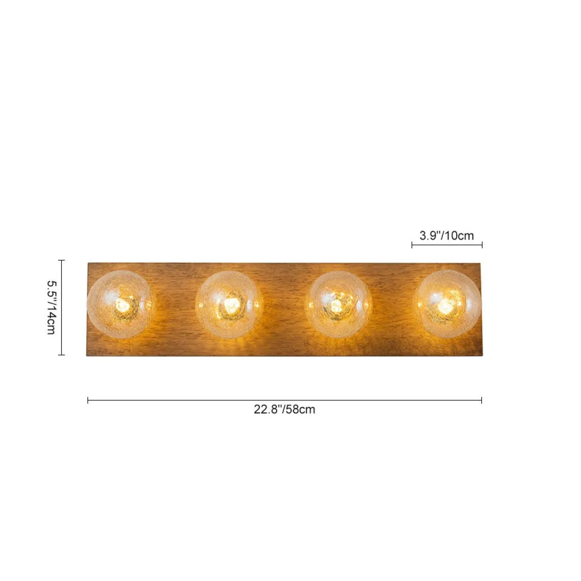 Amber Textured Glass Linear Wooden Semi Flush Mount / Wall Light