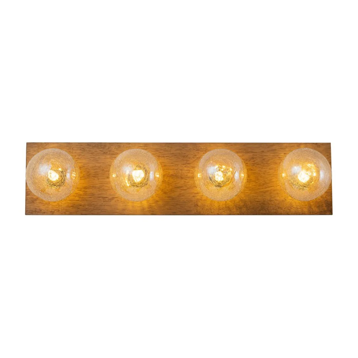 Amber Textured Glass Linear Wooden Semi Flush Mount / Wall Light