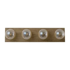 Amber Textured Glass Linear Wooden Semi Flush Mount / Wall Light