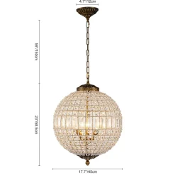 Antique Brass Crystal Globe Chandelier