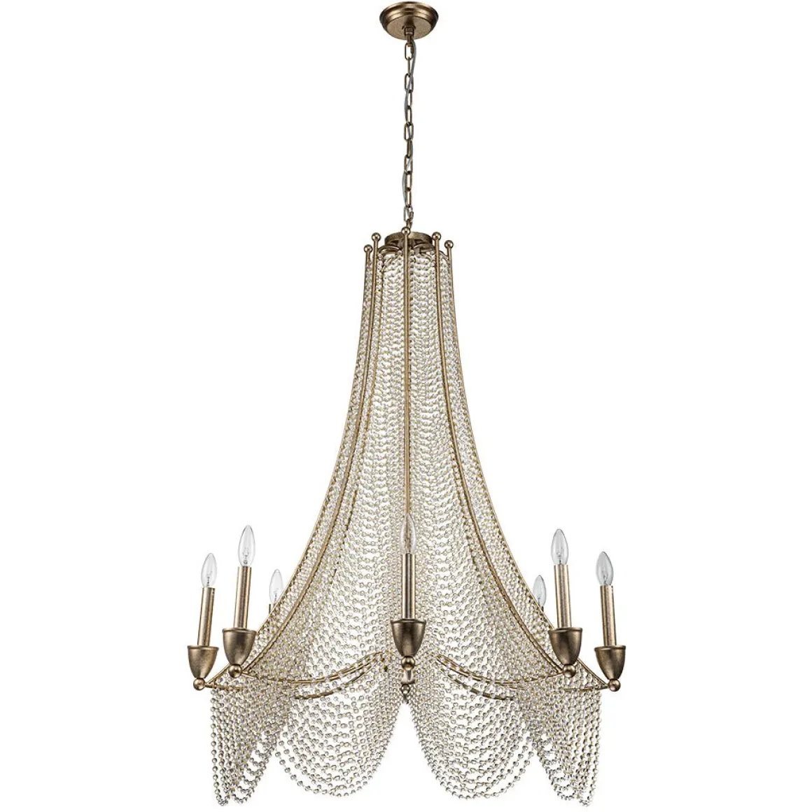 Antique Candle Style Crystal Bead Empire Chandelier
