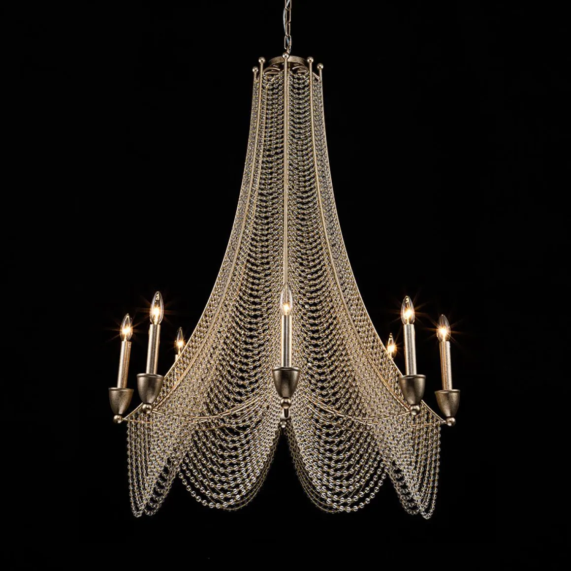 Antique Candle Style Crystal Bead Empire Chandelier