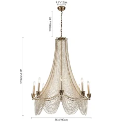 Antique Candle Style Crystal Bead Empire Chandelier