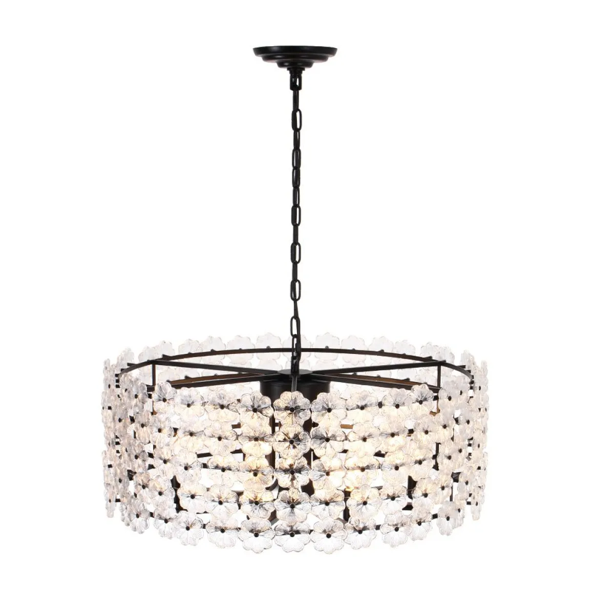 Art Deco Blossom Floral Cage Drum Lantern Pendant Light