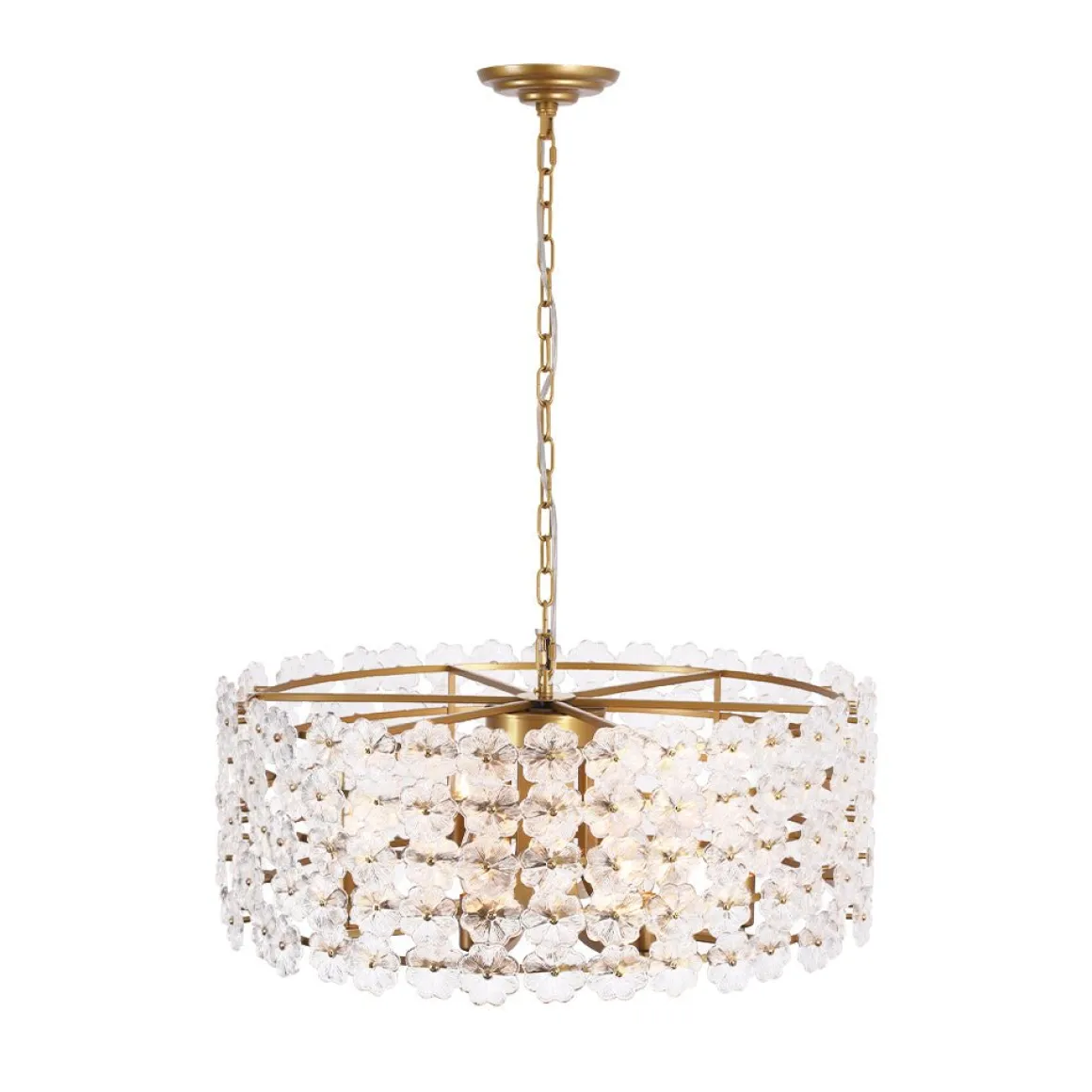 Art Deco Blossom Floral Cage Drum Lantern Pendant Light