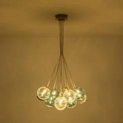 Art Deco Blue Hue Cluster Glass Globe Bubble Chandelier