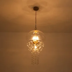 Art Deco Brass Tiered Clear Glass Jellyfish Style Chandelier