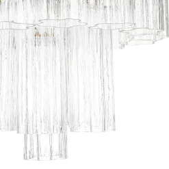 Art Deco Cluster Glass Textured Tube Round Tiered Chandelier