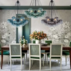 Art Deco Color Cluster Glass Globe Bubble Chandelier