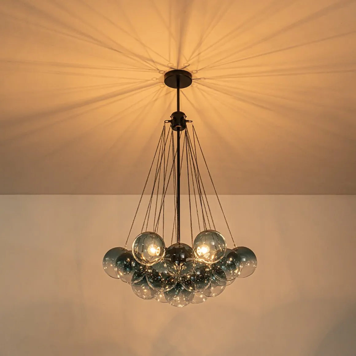 Art Deco Color Cluster Glass Globe Bubble Chandelier