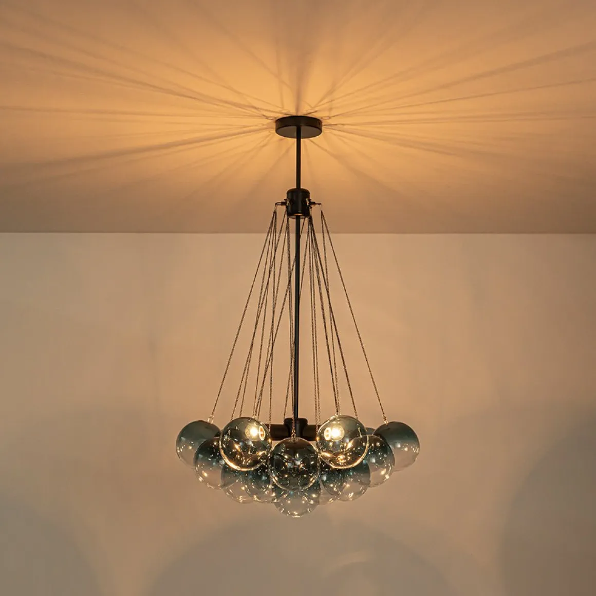 Art Deco Color Cluster Glass Globe Bubble Chandelier