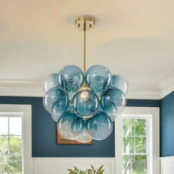 Art Deco Color 1-Light Cluster Glass Globe Bubble Chandelier