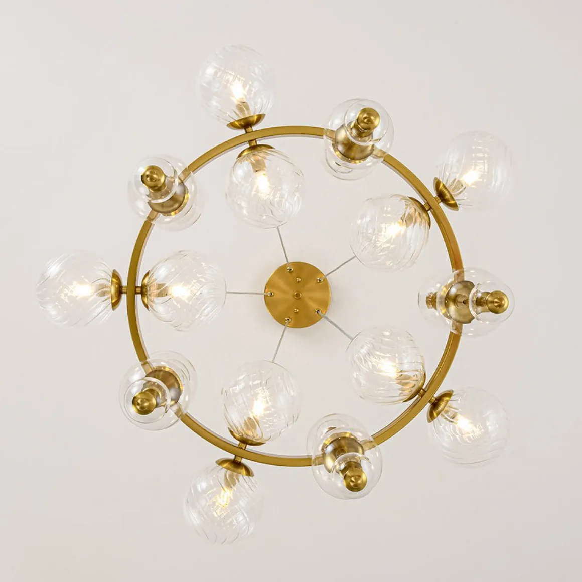 Art Deco 10-Light Glass Globe Bubble Circle Chandelier