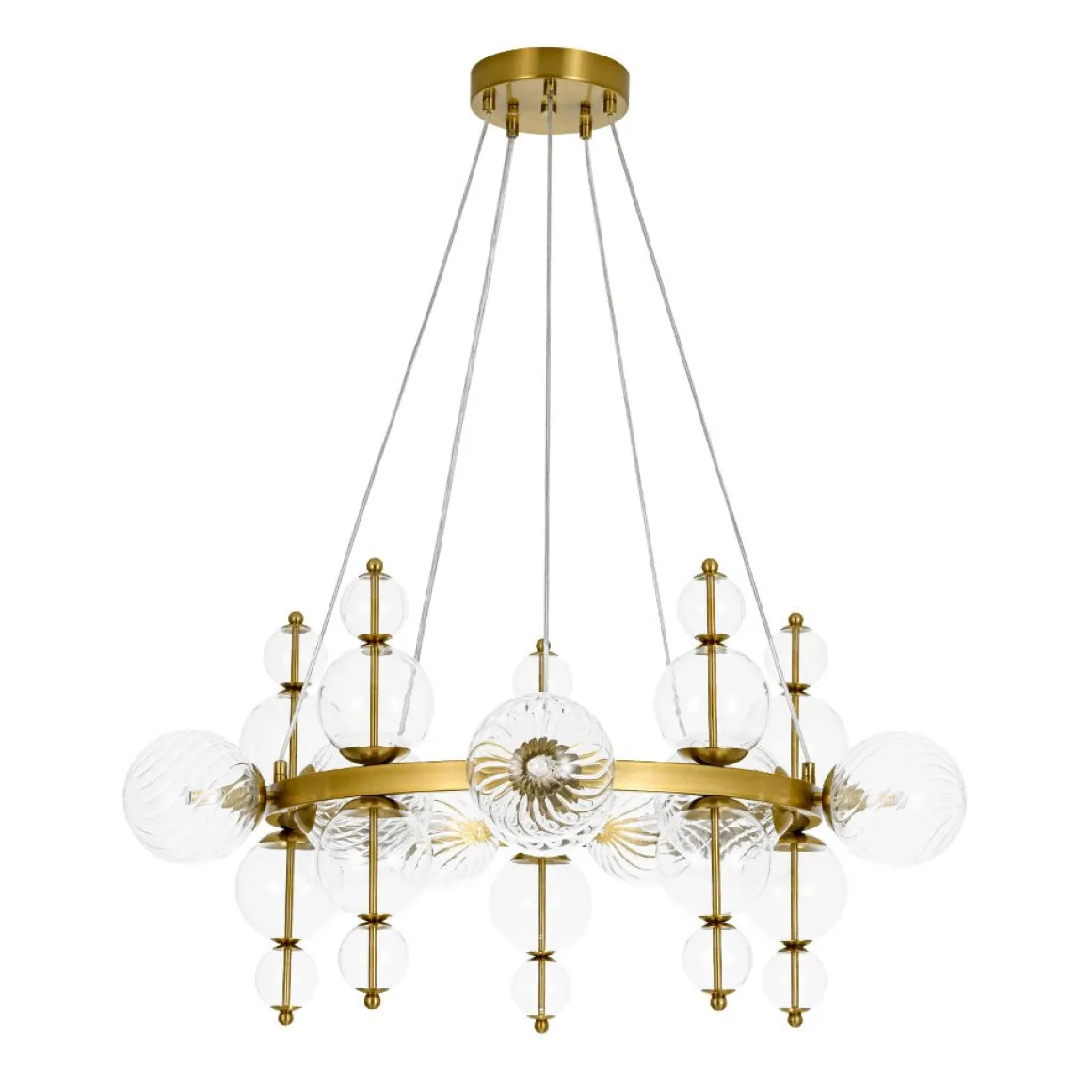 Art Deco 10-Light Glass Globe Bubble Circle Chandelier