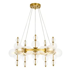 Art Deco 10-Light Glass Globe Bubble Circle Chandelier