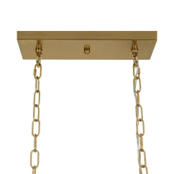 Art Deco Luxury Brass Crystal Linear Cage Island Chandelier
