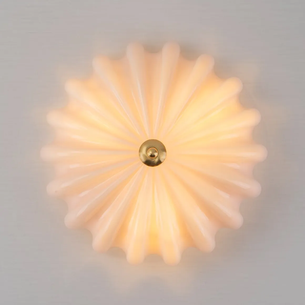 Art Deco Pleated Flower Shine Glass Semi Flush Mount