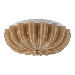 Art Deco Pleated Flower Shine Glass Semi Flush Mount
