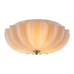 Art Deco Pleated Flower Shine Glass Semi Flush Mount