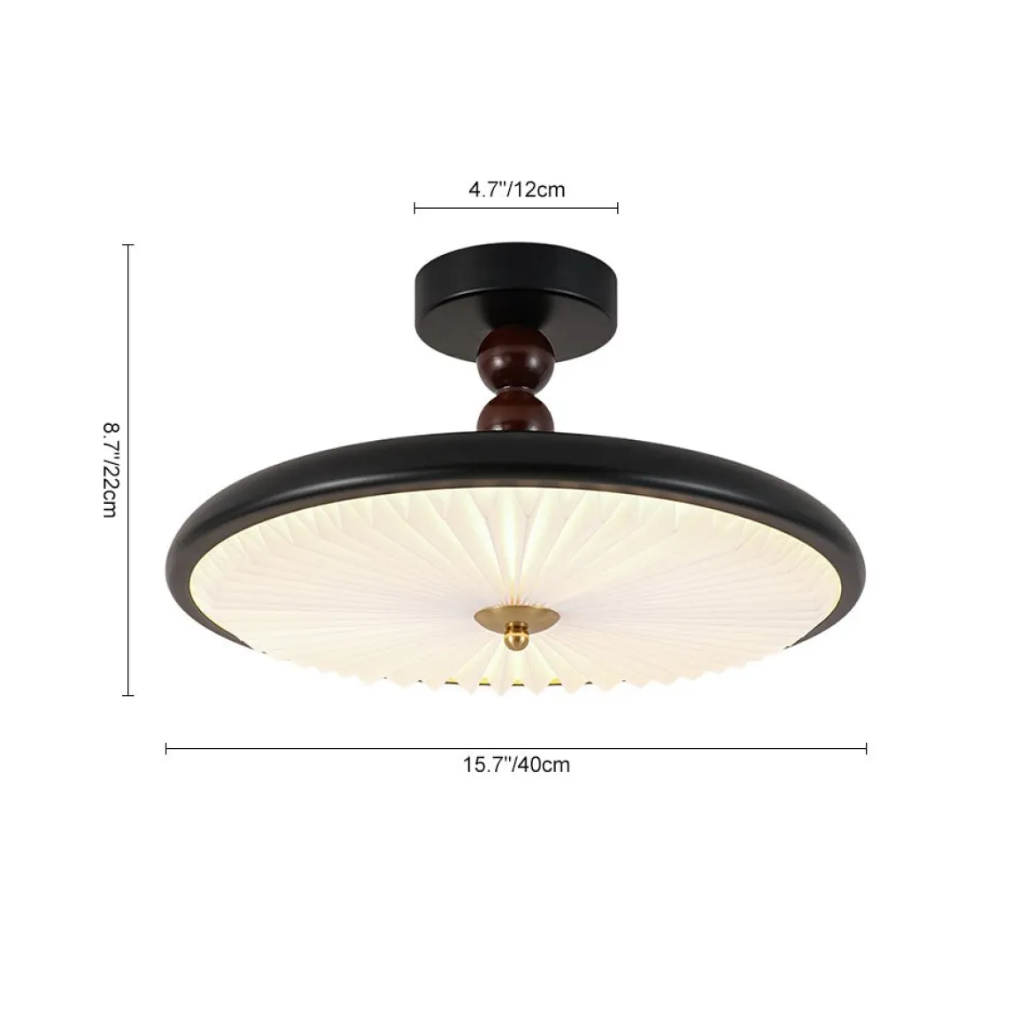Art Deco Pleated Shade Round Dimmable LED Ceiling Light