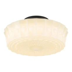 Art Deco Sculptural Milk Glass Schoolhouse LED Ceiling Light