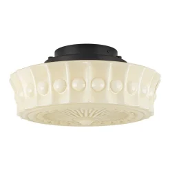 Art Deco Sculptural Milk Glass Schoolhouse LED Ceiling Light