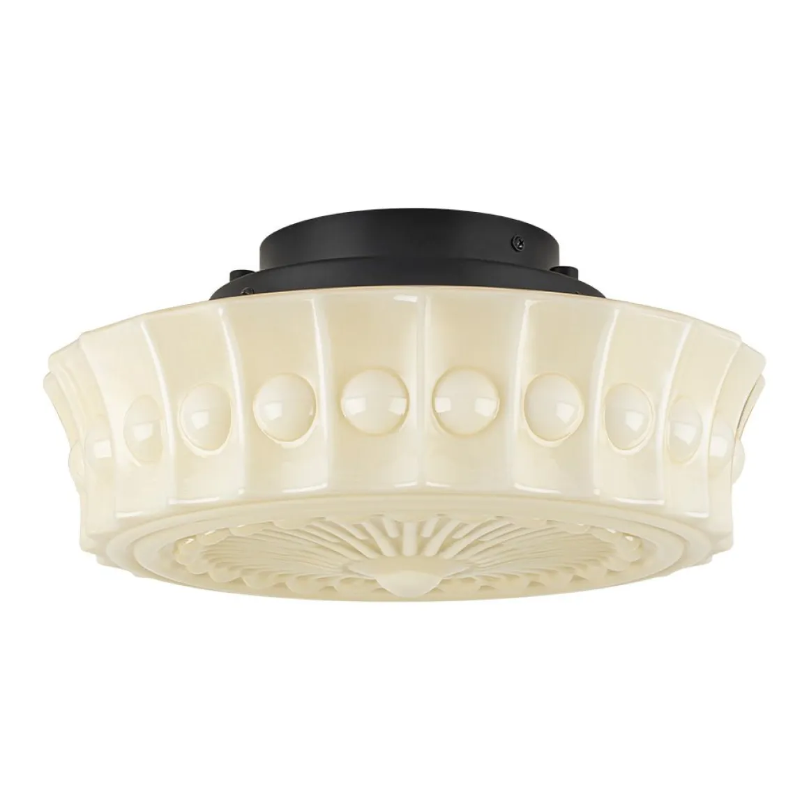 Art Deco Sculptural Milk Glass Schoolhouse LED Ceiling Light