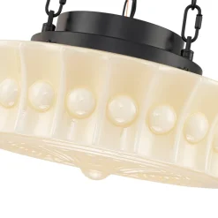 Art Deco Sculptural Milk Glass Schoolhouse LED Pendant