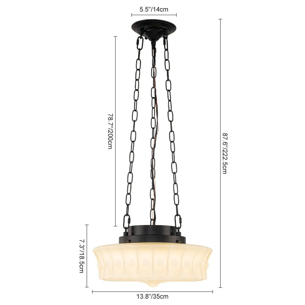 Art Deco Sculptural Milk Glass Schoolhouse LED Pendant