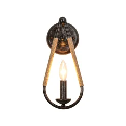 Barn 1-Light Hemp Rope Hanging Candle Style Wall Sconce