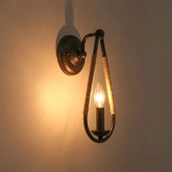 Barn 1-Light Hemp Rope Hanging Candle Style Wall Sconce