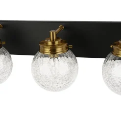 Black Brass Crackle Glass Globe Vanity Wall Lamp