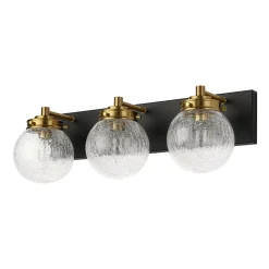 Black Brass Crackle Glass Globe Vanity Wall Lamp