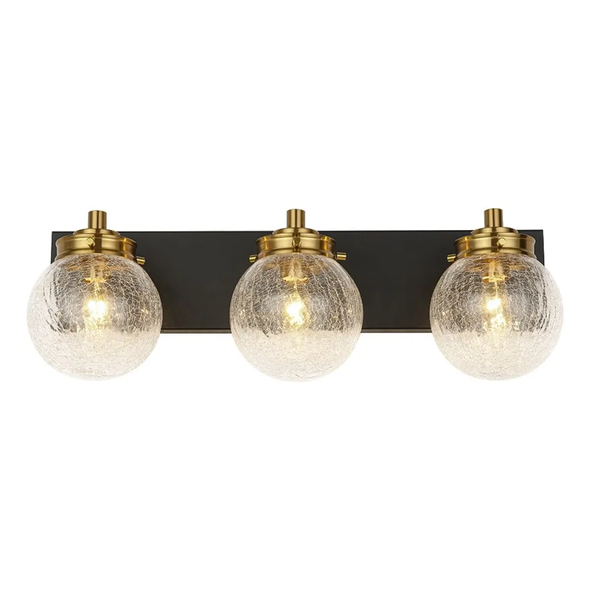 Black Brass Crackle Glass Globe Vanity Wall Lamp