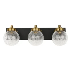 Black Brass Crackle Glass Globe Vanity Wall Lamp