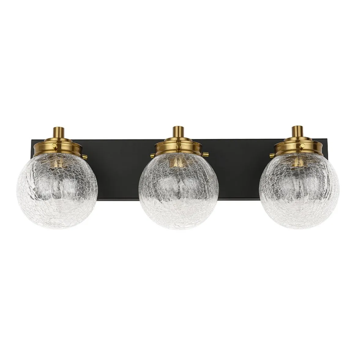Black Brass Crackle Glass Globe Vanity Wall Lamp