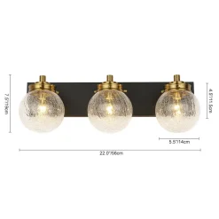 Black Brass Crackle Glass Globe Vanity Wall Lamp
