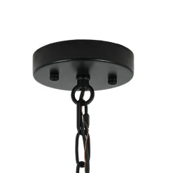 Black Brass 6-Light Rippled Glass Drum Cage Chandelier