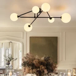 Black Frosted Bubble Linear Sputnik Semi Flush Mount