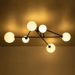 Black Frosted Bubble Linear Sputnik Semi Flush Mount