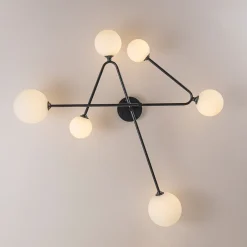 Black Frosted Bubble Linear Sputnik Semi Flush Mount