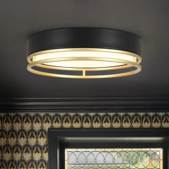 Black Gold Metal Round Dimmable LED Flush Mount Light 5CCT