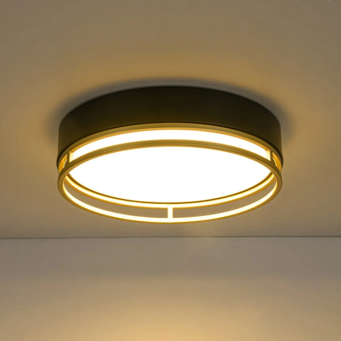 Black Gold Metal Round Dimmable LED Flush Mount Light 5CCT