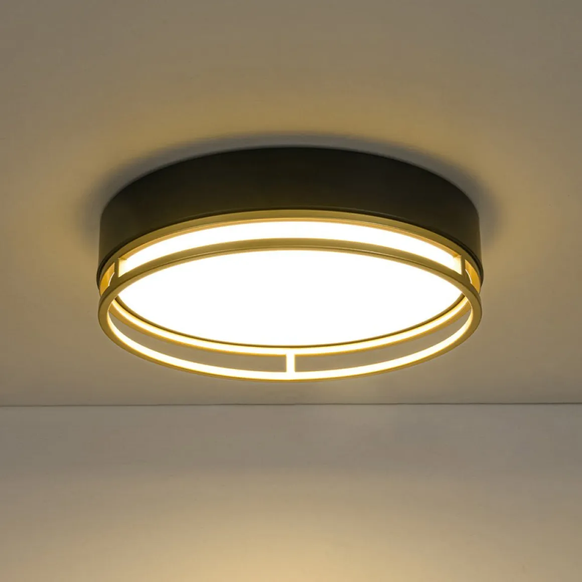 Black Gold Metal Round Dimmable LED Flush Mount Light 5CCT