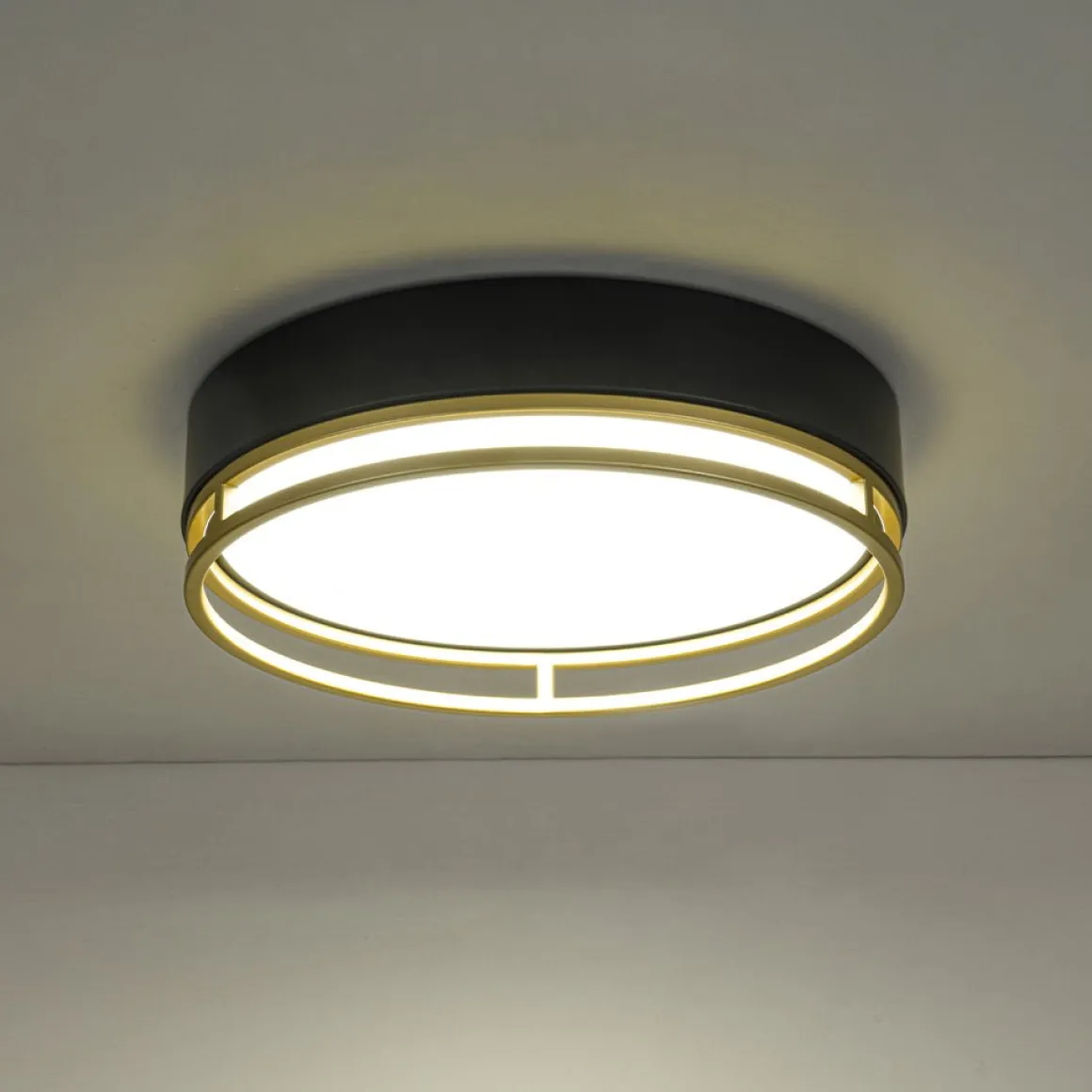 Black Gold Metal Round Dimmable LED Flush Mount Light 5CCT
