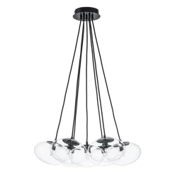 Black 7-Light Cluster Clear Glass Oval Globe Chandelier