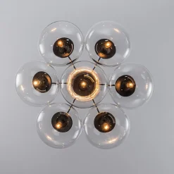Black 7-Light Cluster Clear Glass Oval Globe Chandelier